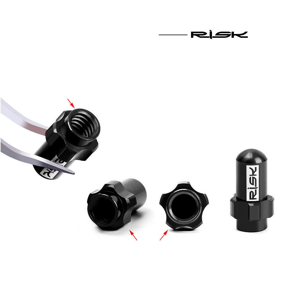 2pcs RISK MTB Bike Tire Valve Cap Inner Tube Valve Dust Cover (Black FV18)