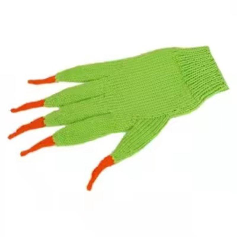 Stretchy Knitted Gloves Full Finger Gloves Creative Green Gloves for Riding