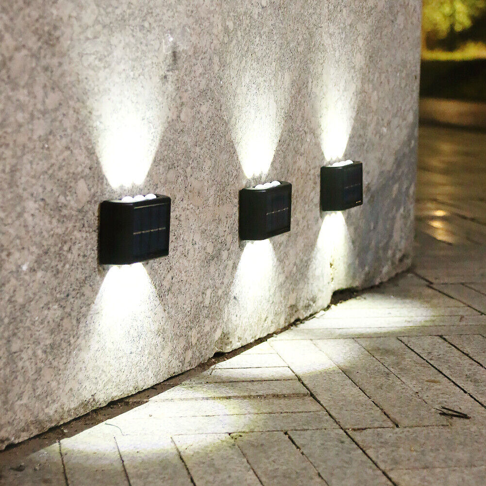 2x Solar Wall Lamp Outdoor Balcony Fence Path Garden Decor (White 6LED)