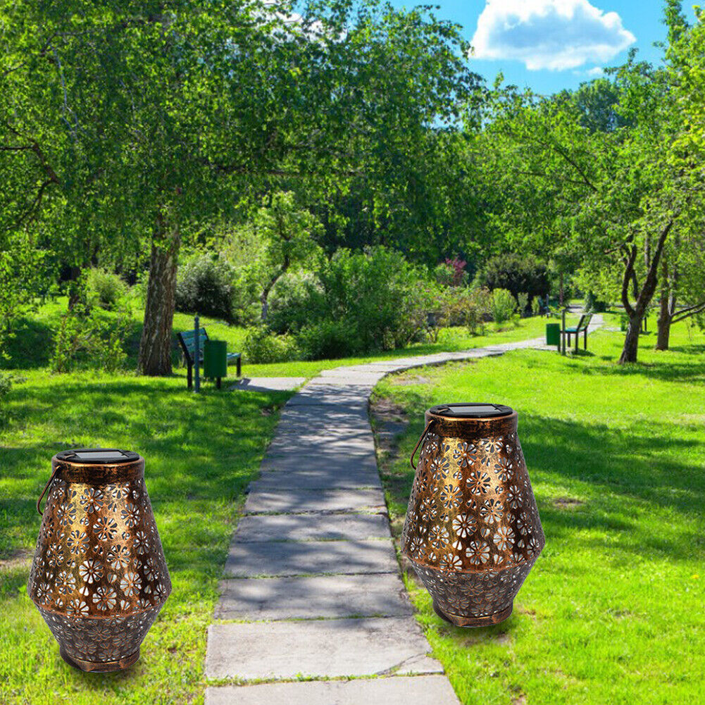 Solar Metal Hollow Projection Lamp Outdoor Hanging Light Garden Ornaments