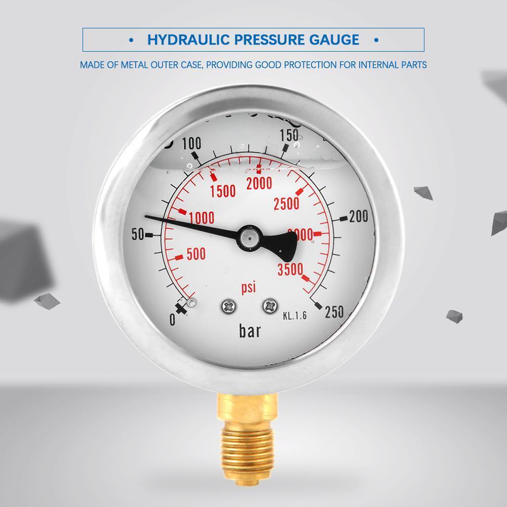 Metal Hydraulic Pressure Gauge Air Oil Water Pressure Manometer (0-250BAR)