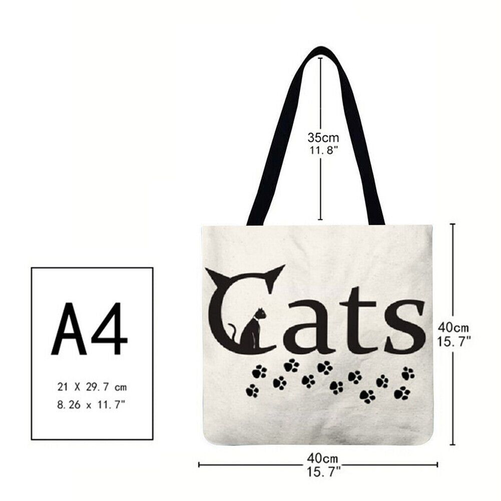 Letter cat Printed Shoulder Shopping Bag Casual Large Tote Handbag