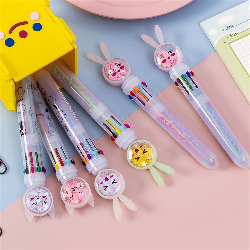 Pen 10 Color Multicolor Ballpoint Pen Colorful Refill Cartoon Office Stationary