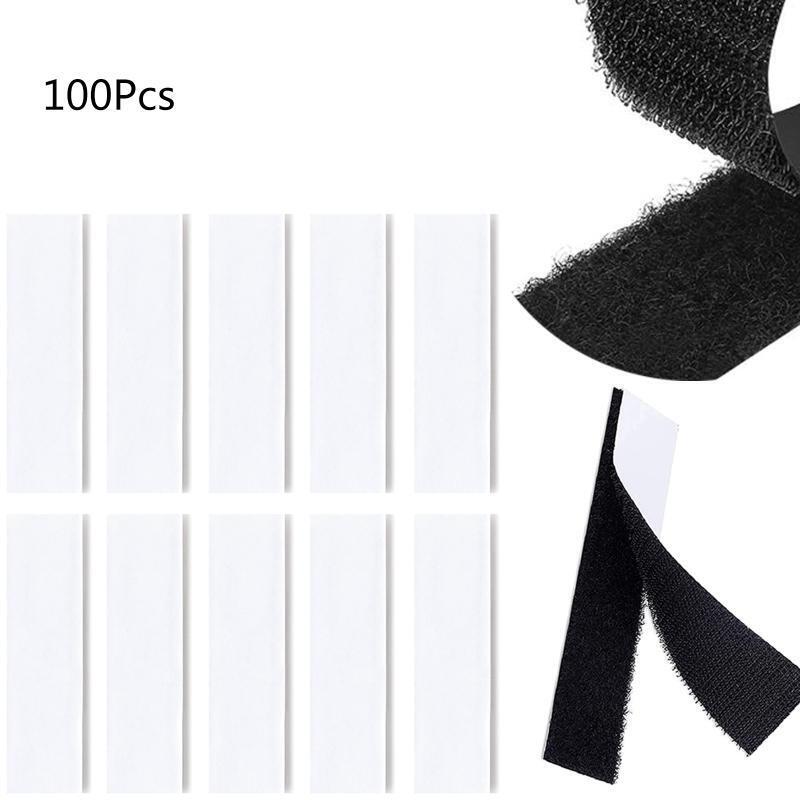 100 Pair Hook Loop Strips with Adhesive Interlocking Tape Sticky Fasteners