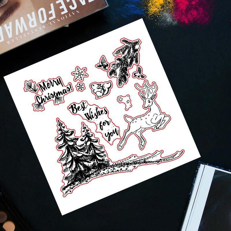 Merry Christmas Deer Metal Cutting Dies And Clear Stamp Set For DIY Scrapbooking