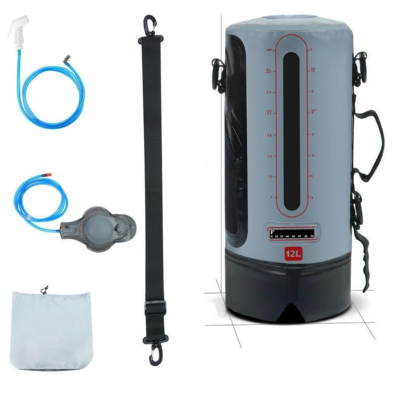 12L Solar Heating Camping Shower Bag with Pressure Foot Pump Bathing Water Bag