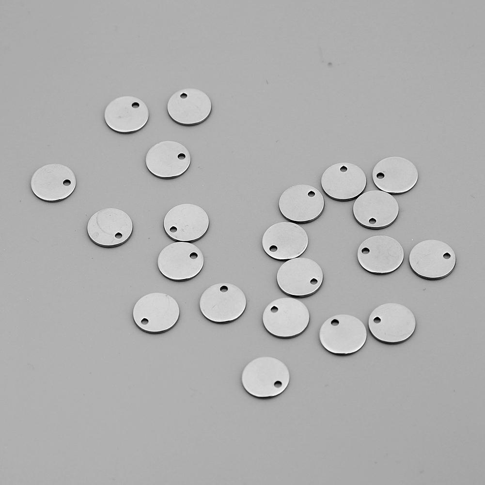 100pcs Round Tags Stainless Steel Stamping Blanks Charm Pendant DIY Jewelry