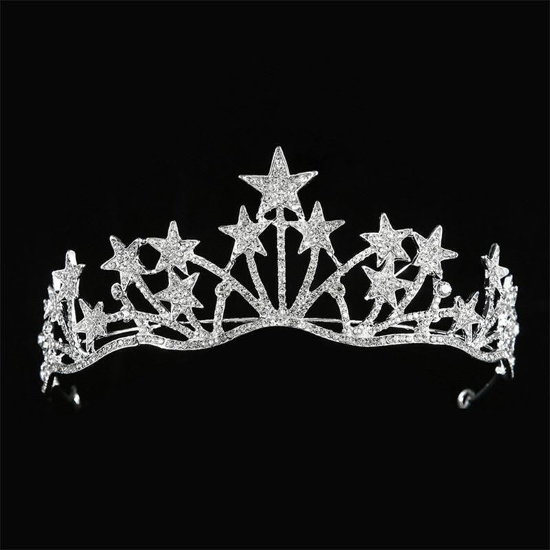 Star Shaped Rhinestone Bridal Crowns Tiaras Headpiece for Wedding Ceremony Party