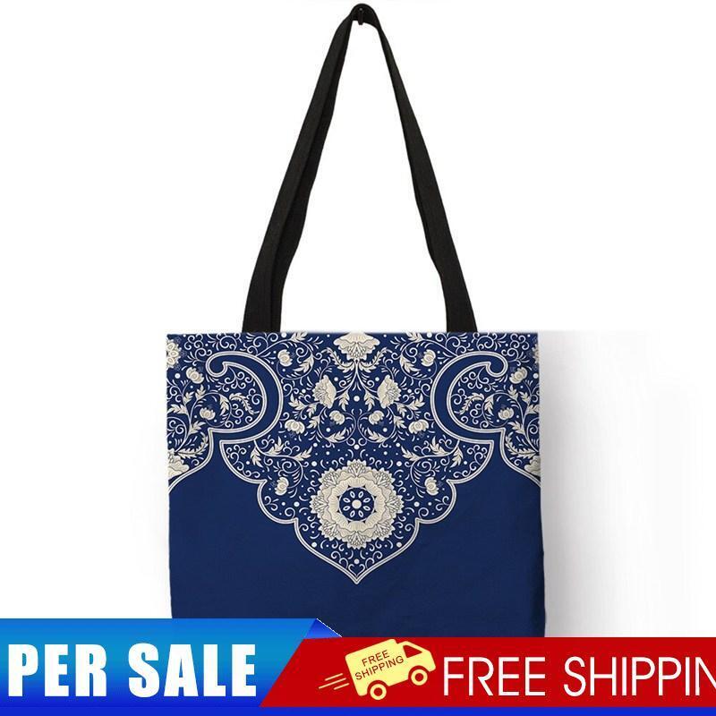 CalligraPrinted Shoulder Shopping Bag Casual Large Tote Handbag (40*40cm)J6