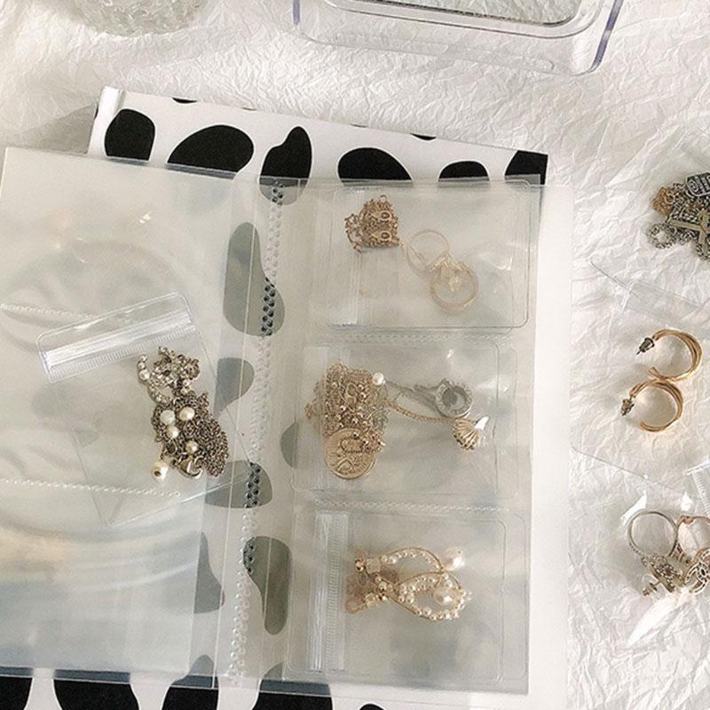 PVC Ziplock Bags Thickened Clear Jewelry Earrings Storage Bags with Storage Book