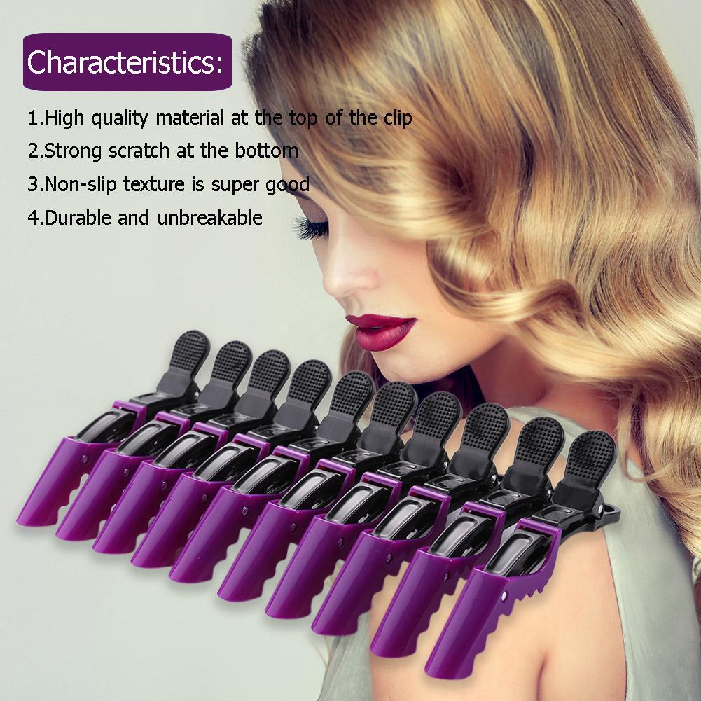 10pcs Durable Hairpins Duckbill Positioning Hairpin DIY Salon Tool (Purple)