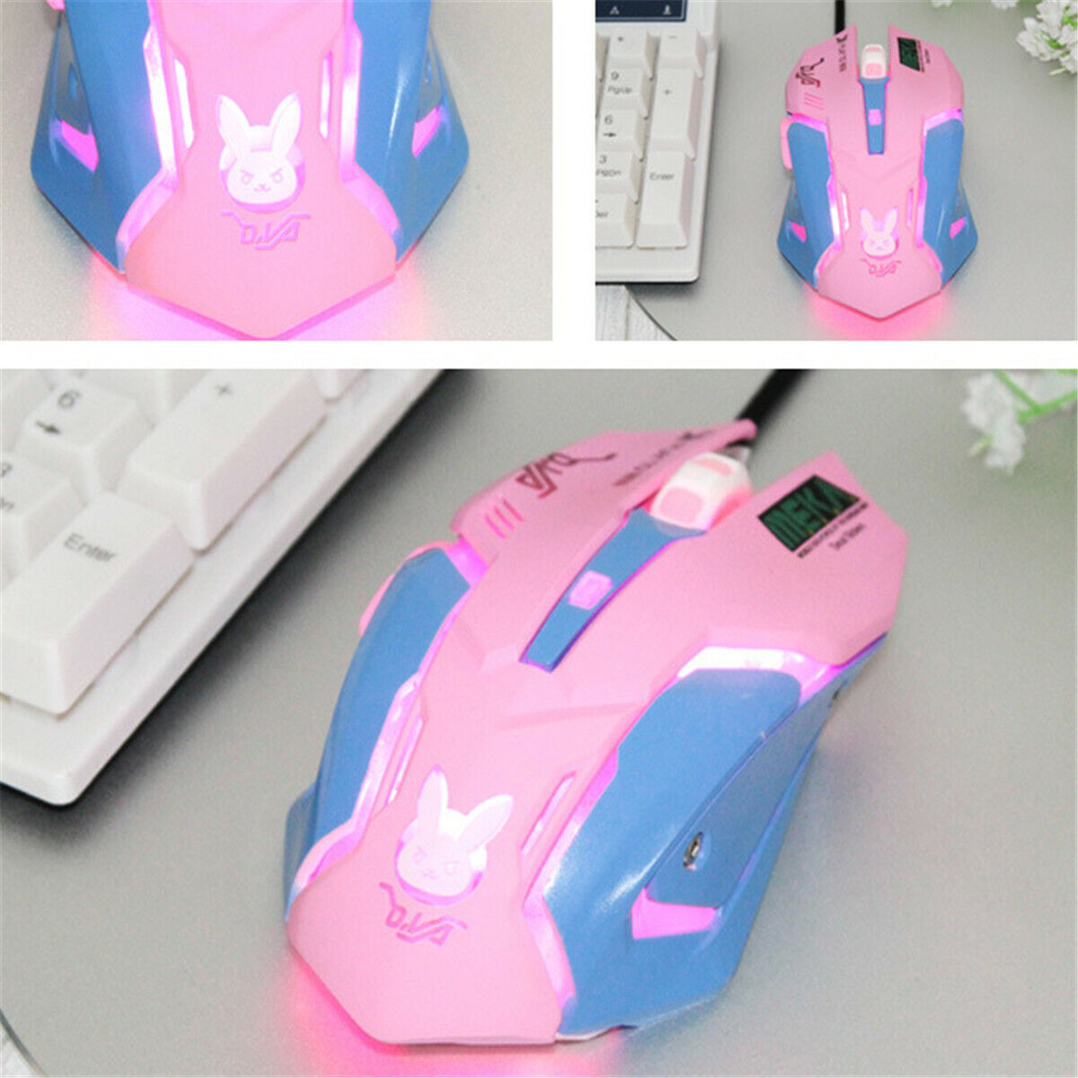 Game Overwatch D.va Pink Reaper Mercy Genji Electronic Sports USB Wired Mouse