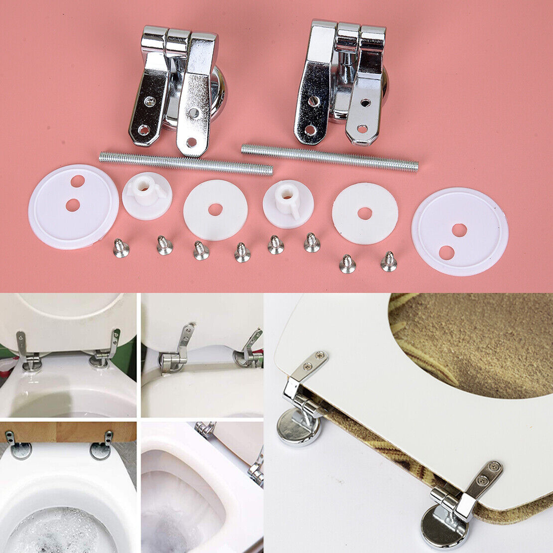 Toilet Seat Lid Hinge with Screws Bolts Nuts Replacement Set