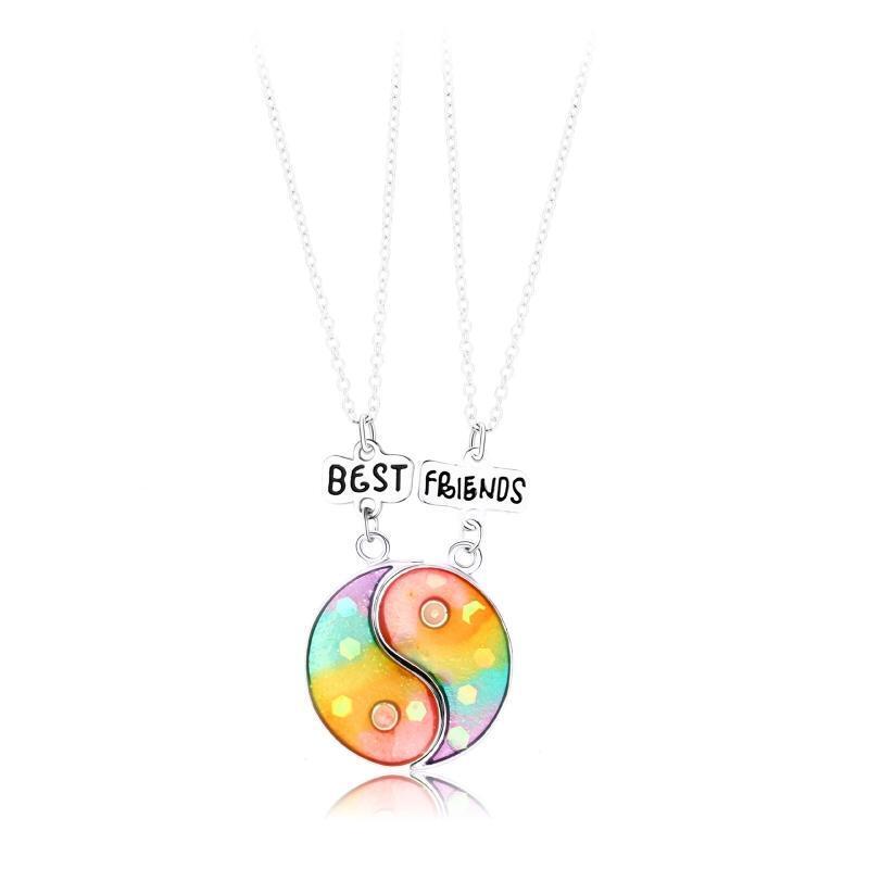 Sister Friendship Necklace Magnet Tai Chi Pendant Charm Best Friend Jewelry 2pcs