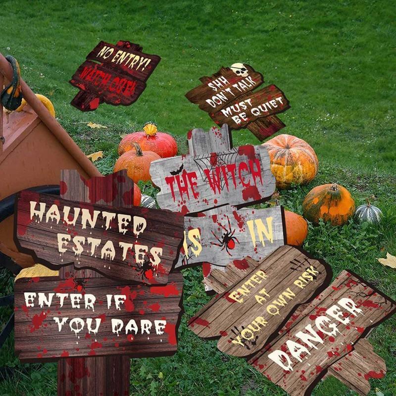 Halloween Yard Signs Set of 6 Spooky Night Home Courtyard Pathway Decoration