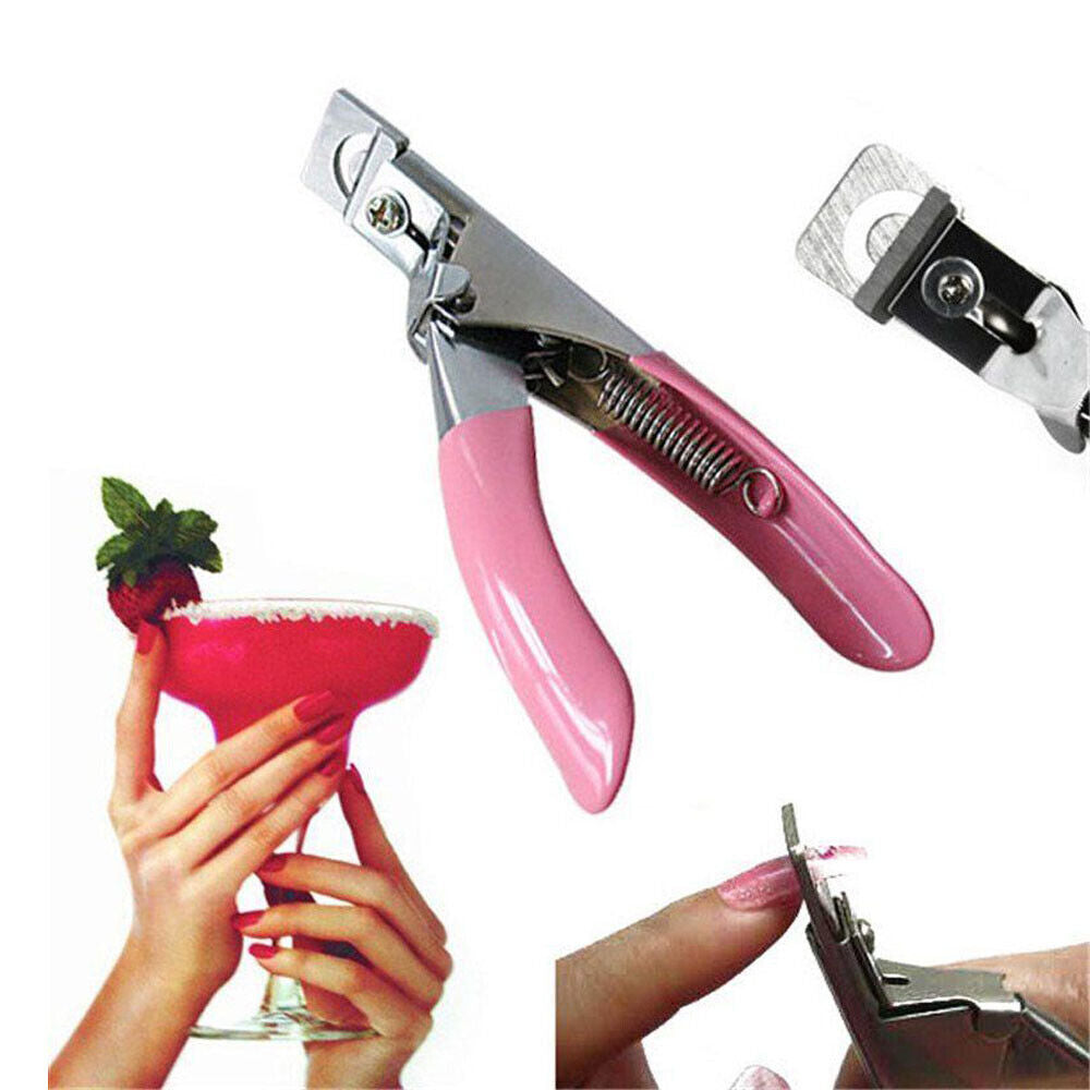 Home Pink Manicure Tips Cutter Acrylic False Nail Clipper Nail Scissors U Edge