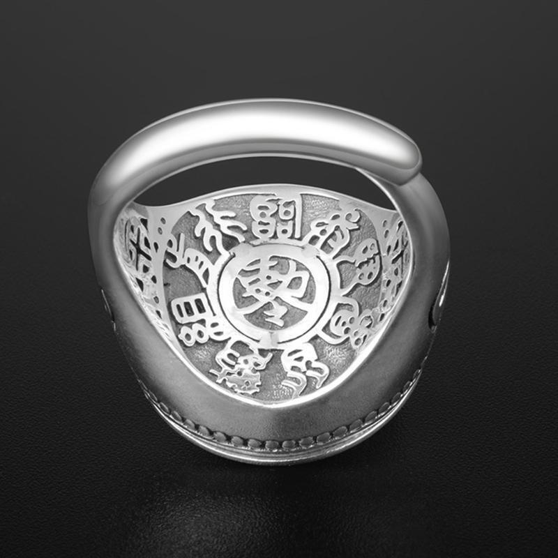 Tai Chi Bagua Ring Gossip Transfer Luck Nine-character Mantra Ring for Women Men