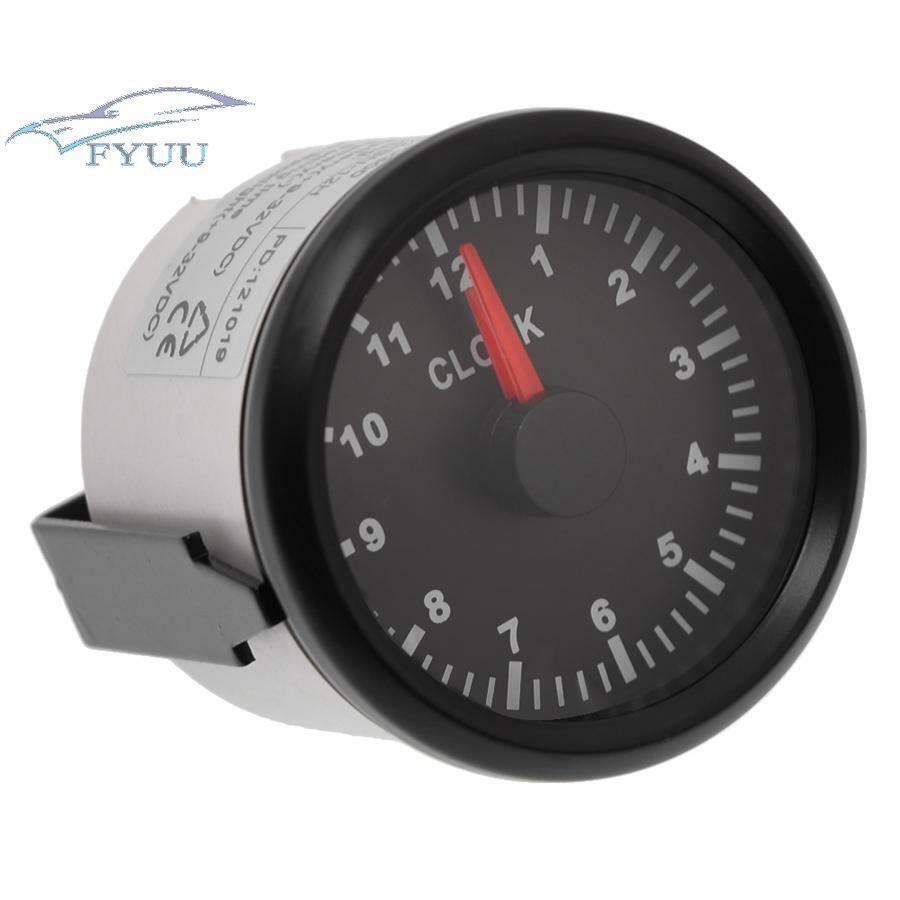 52mm Car Boat Yacht Red Backlight Instrument Hour Meters 0-12 Hours Clock Gauge