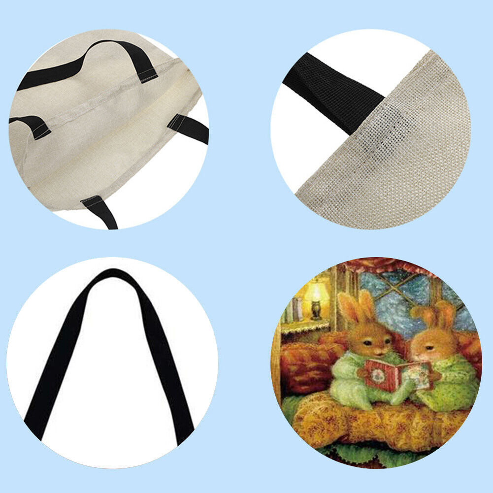 Rabbit Reading book Printed Shoulder Shopping Bag Casual Large Tote Handbag