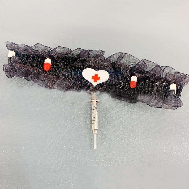 Black Lace Necklace Metal Syringe Pendant Necklace Creative Gothic Jewelry Gifts
