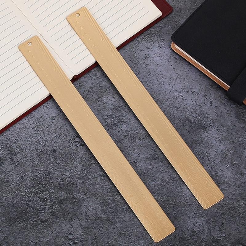 30cm Brass Straight Ruler School Kids Gift Measuring Tool for Students Wokers