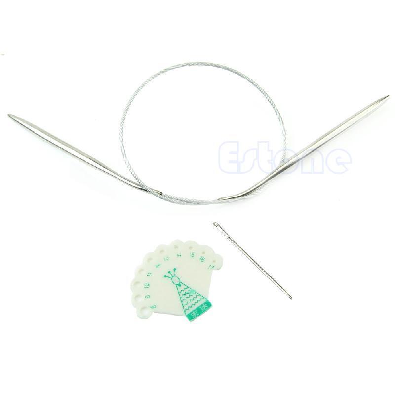 New 13 Sizes Durable Stainless Steel Circular Knitting Needles Crochet Knit Hook