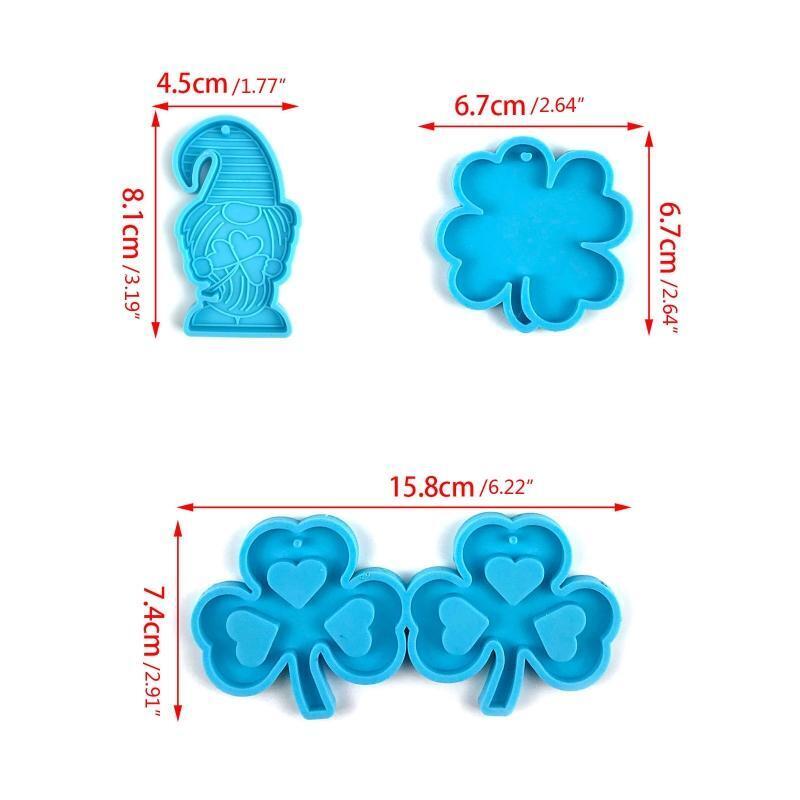 8 Pcs Glossy Silicone Molds Patrick's Day Keychain Mold Pendant Jewelry Molds