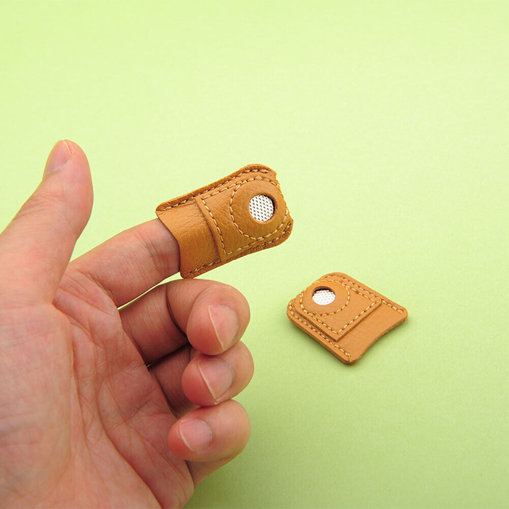 Leather Coin Thimble Soft Needlework Finger Cover Tip Patchwork Sewing Tool