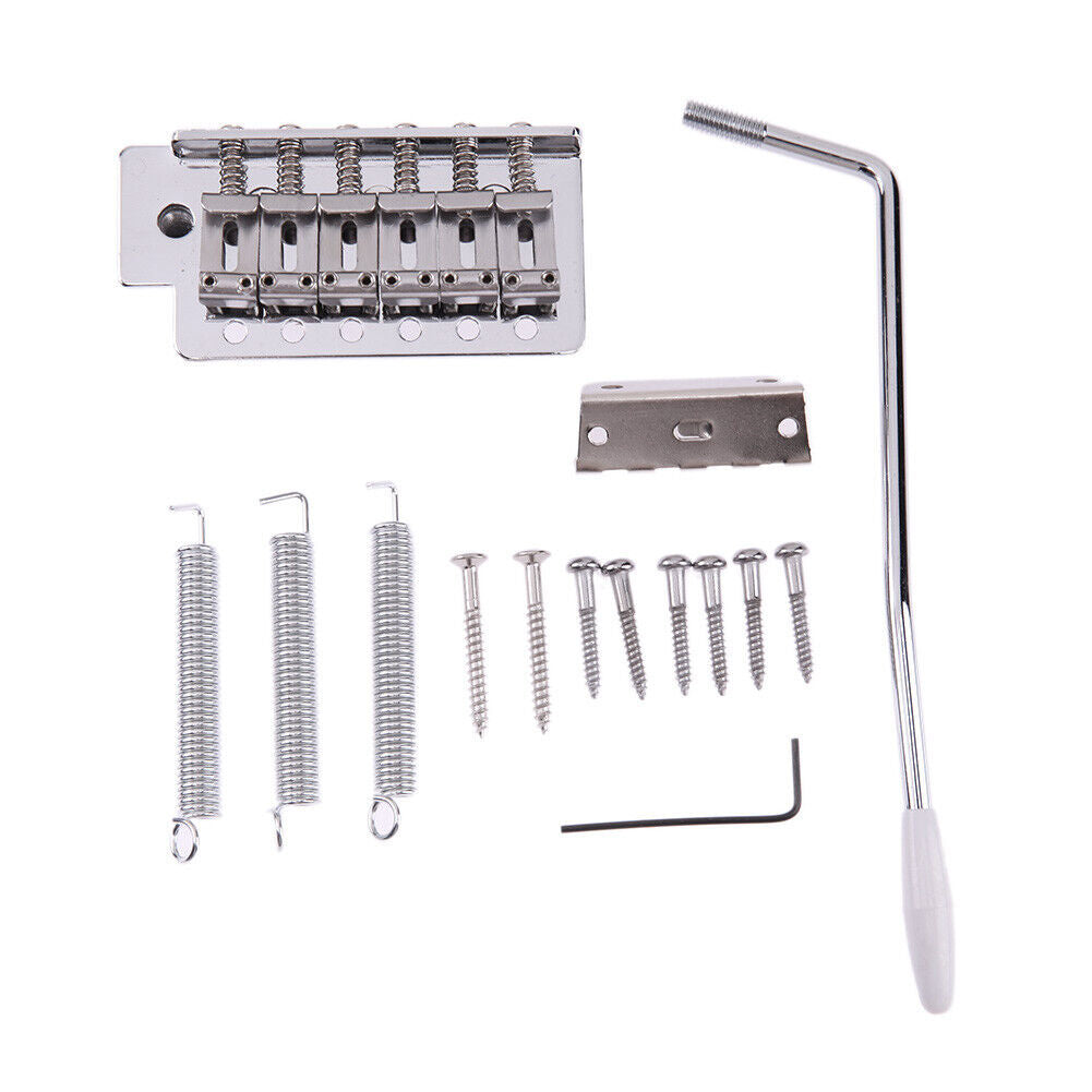 For Fd Strat 1 Set 6 Strings Chrome Guitar Tremolo Bridge With Bar New