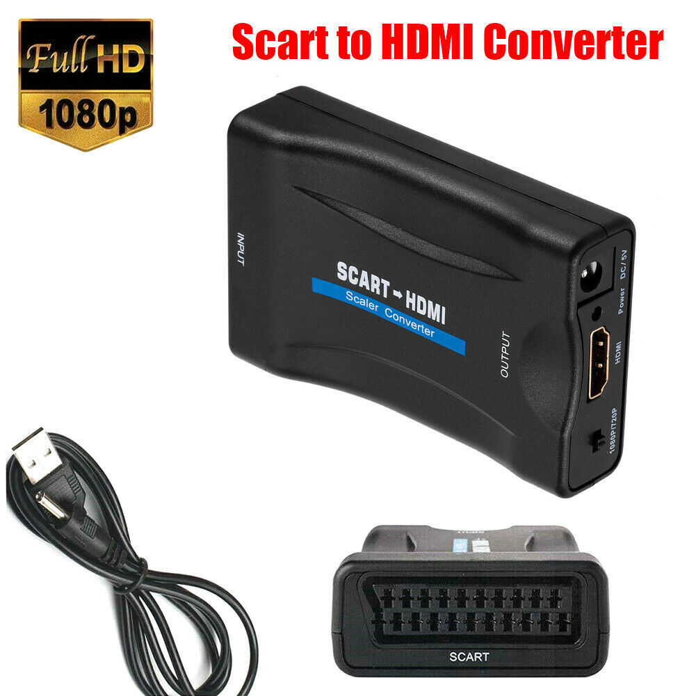 1080P SCART to HDMI-compatible Video Audio Upscale Converter Signal Adapter