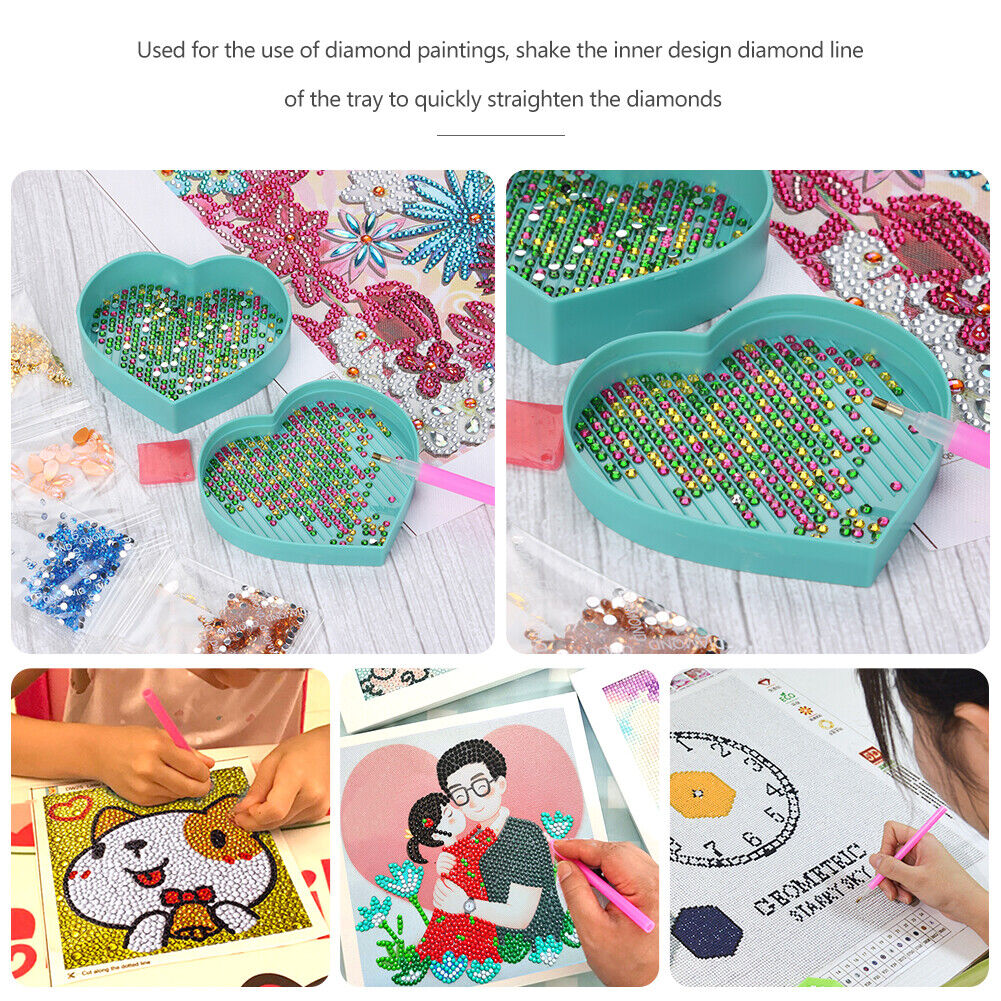 5D DIY Diamond Painting Tray Plastic Heart Shape Drill Plate (Sky Blue)
