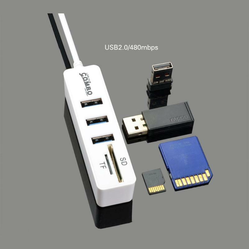 3 Port USB 2.0 Hub Splitter Combo Micro USB Connector Cable OTG SD/TF Card