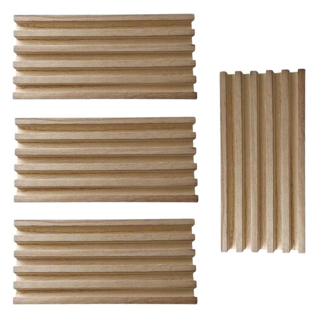 4Pcs Unfinished Wooden Tile Trays Organizer Holder for