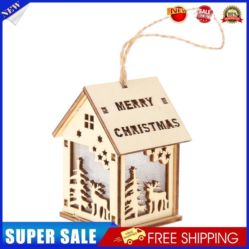 Cute Mini Wood Hollow House Christmas Light Tree Hanging Decor (Deer)