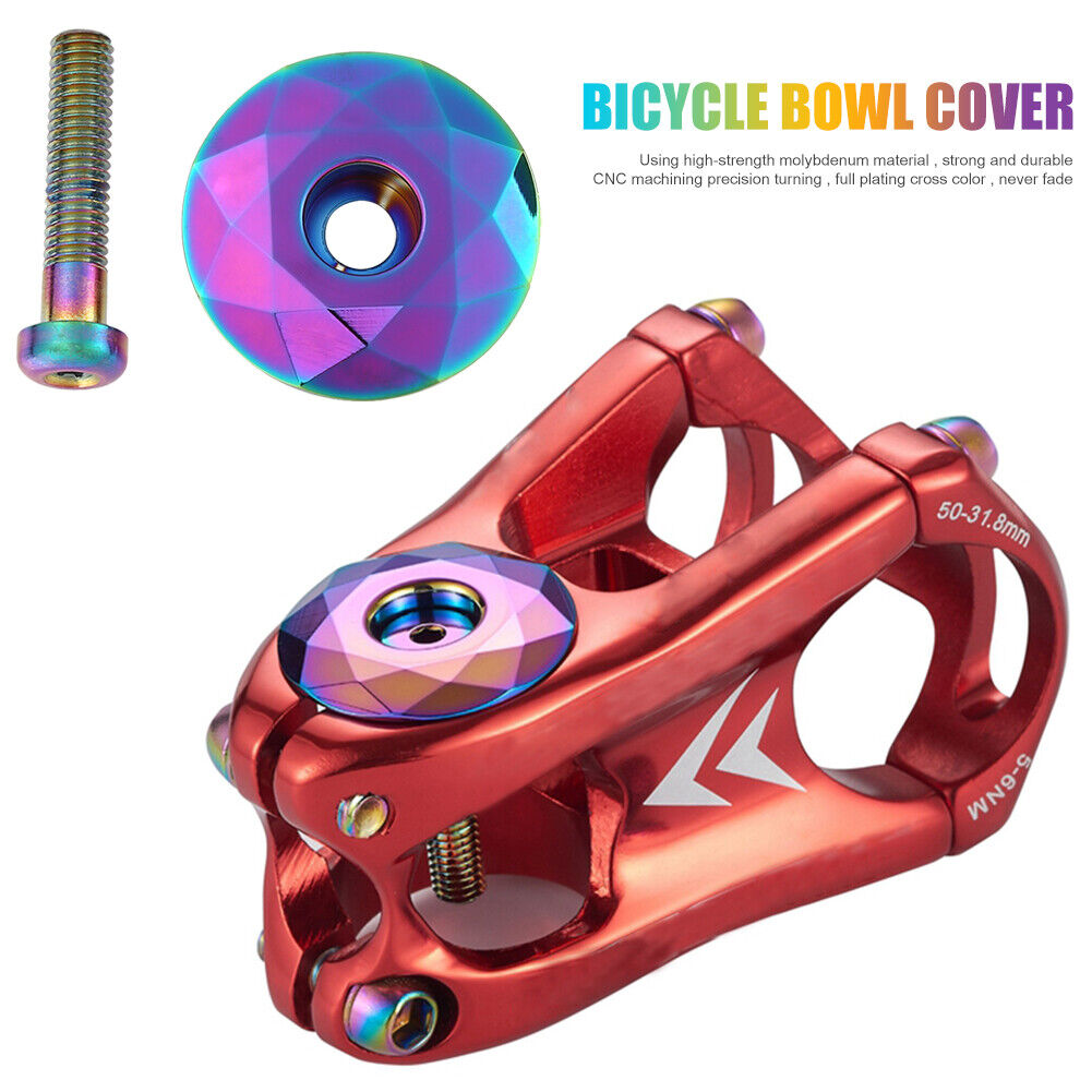 1-1/8 inch Bike Stem Top Cap Bicycle Headset Cap Cover with Bolt Burnt Blue
