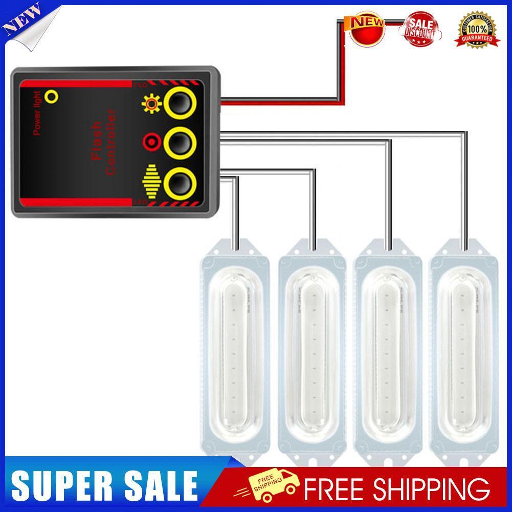 12V 1 to 4 COB LED Car Motorcycle Strobe Light Grill Flashing Lamp (White)