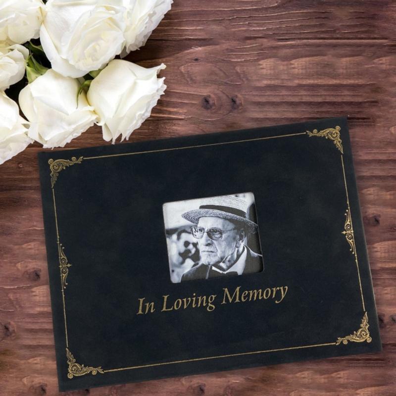 Funeral Guest Book with Pu In Loving Memory Cover elebration of Life Remembrance
