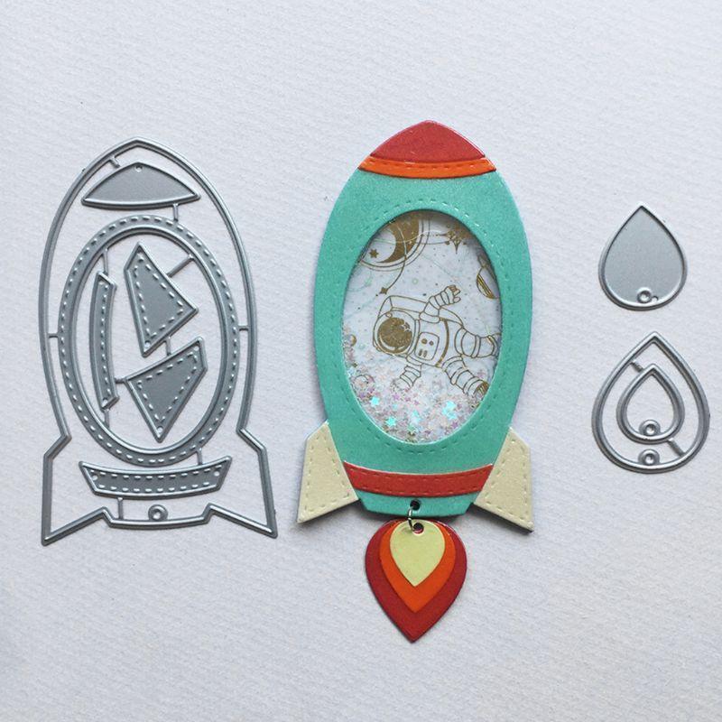 Rocket Ship Metal Cutting Dies Stencil Scrapbooking DIY Album Stamp Paper Card