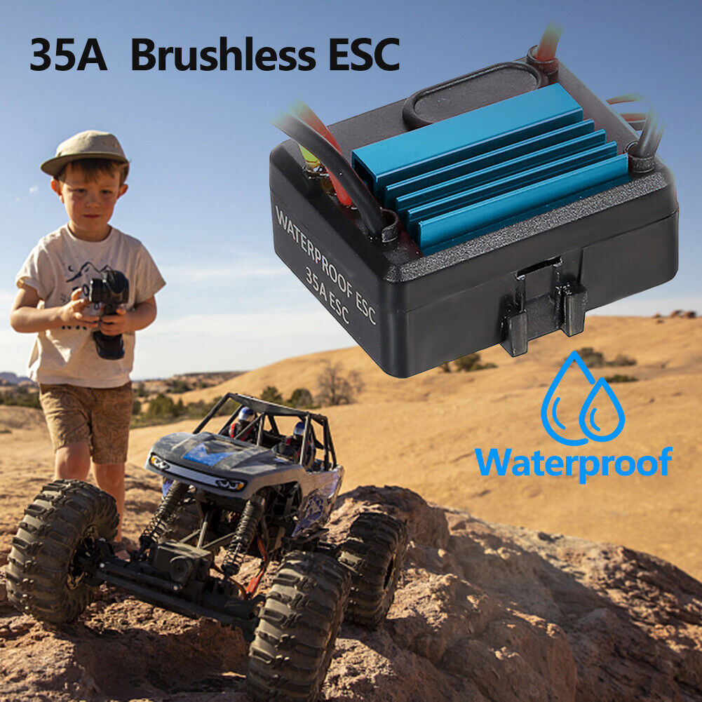 Waterproof 35A Brushless ESC Speed Controller for 1/16 1/18 RC Truck Blue