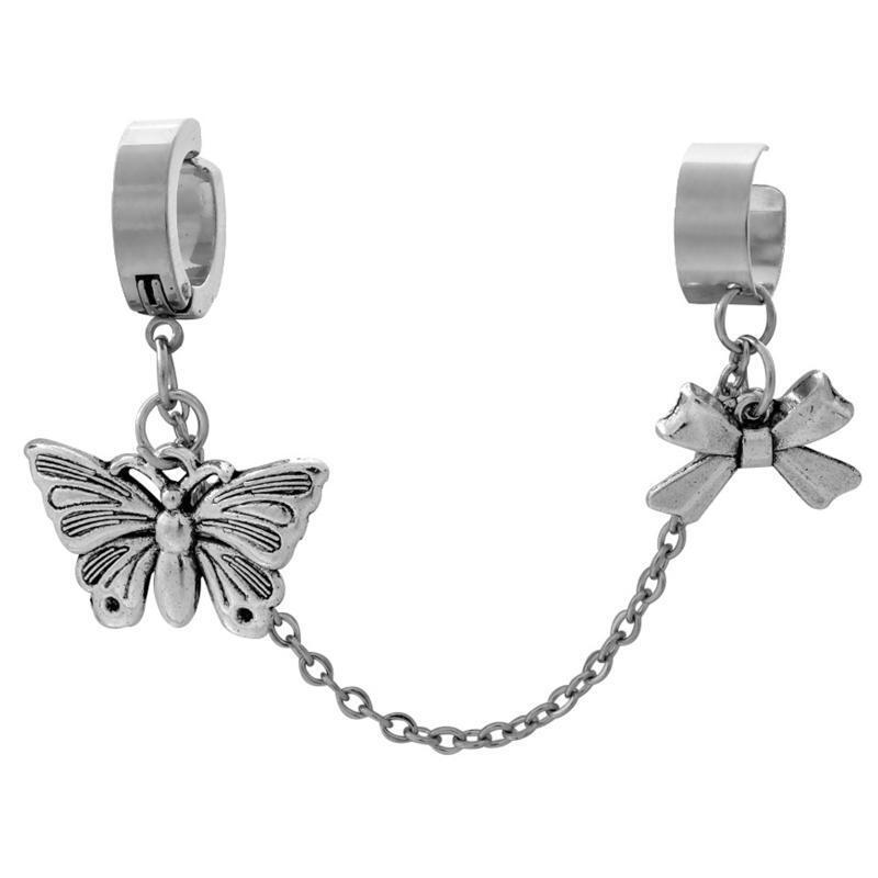 One-peice Cross Tassel Clip Earrings for Women Teens Ear Cuffs Alloy Hip Hop