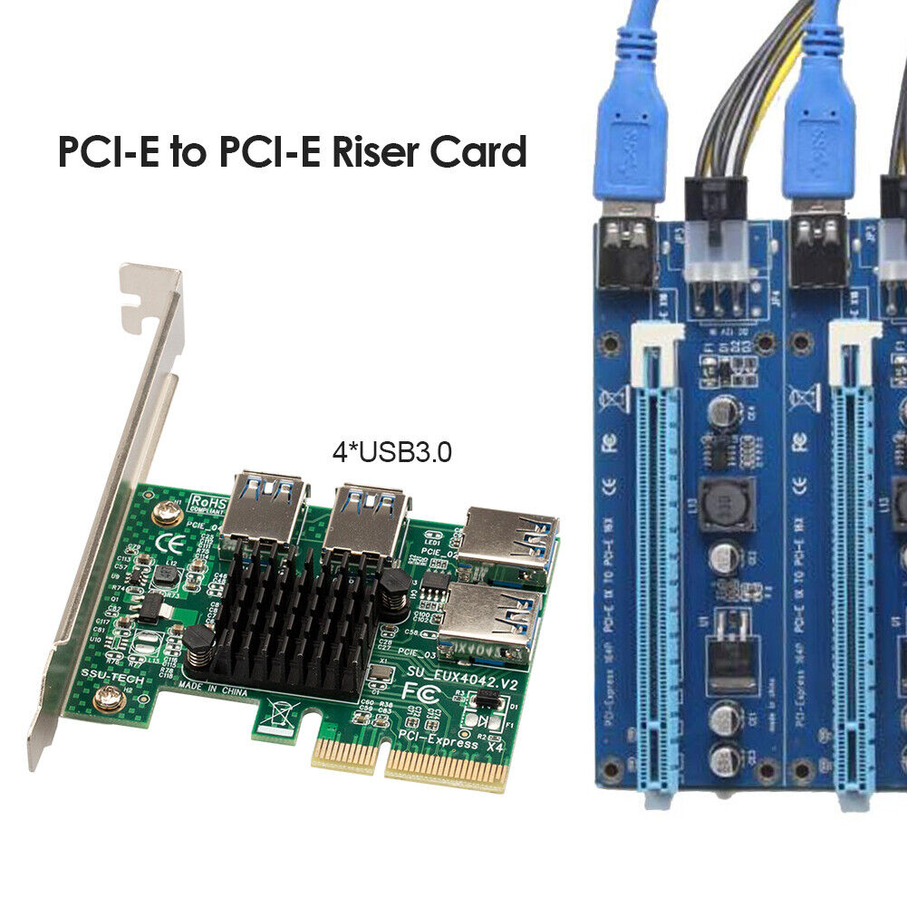 PCI-E Multiplier Extender Module 1 To 4 PCI-Express Slot USB 3.0 Riser Card