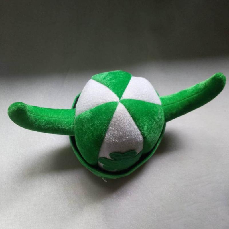 Irish Cow Horn Hat Saint Patricks Day Shamrock Clover Green Velvet Top Hat
