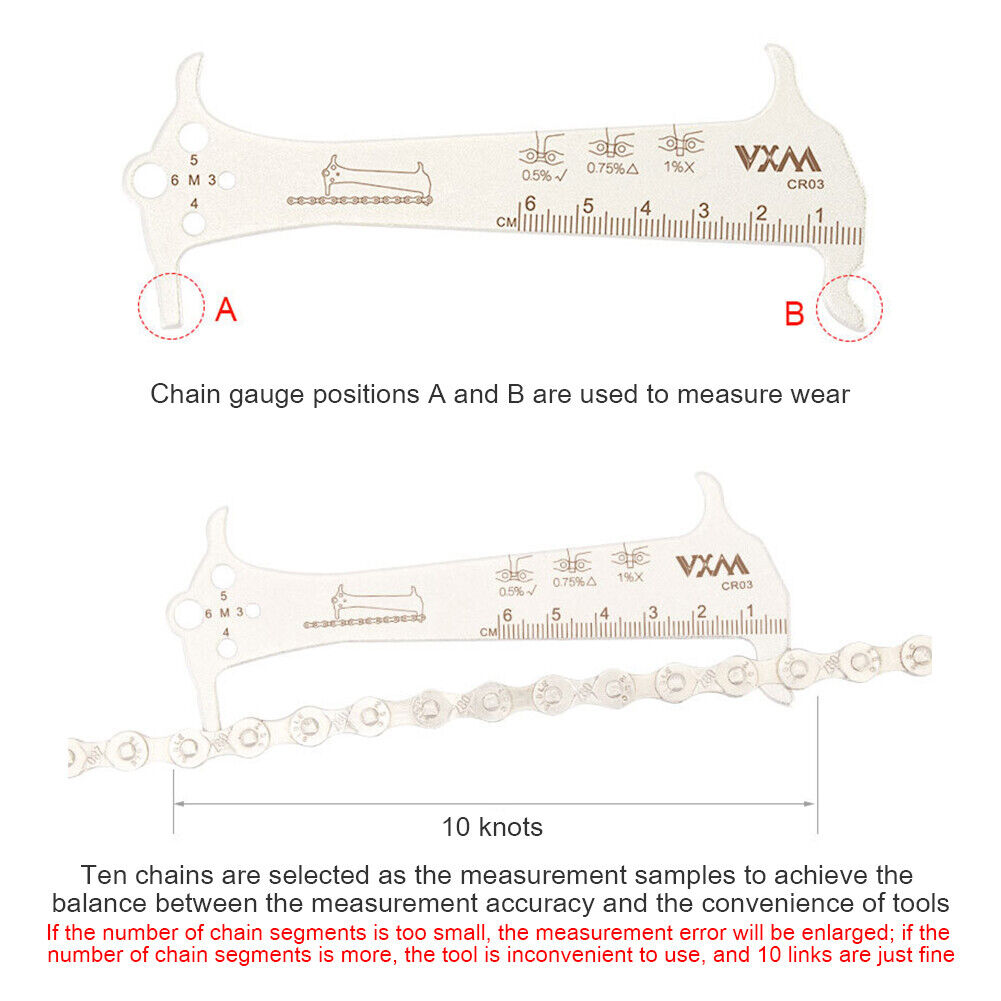 Bike Chain Wear Indicator Ruler Cycling Chains Gauge Measurement Checker