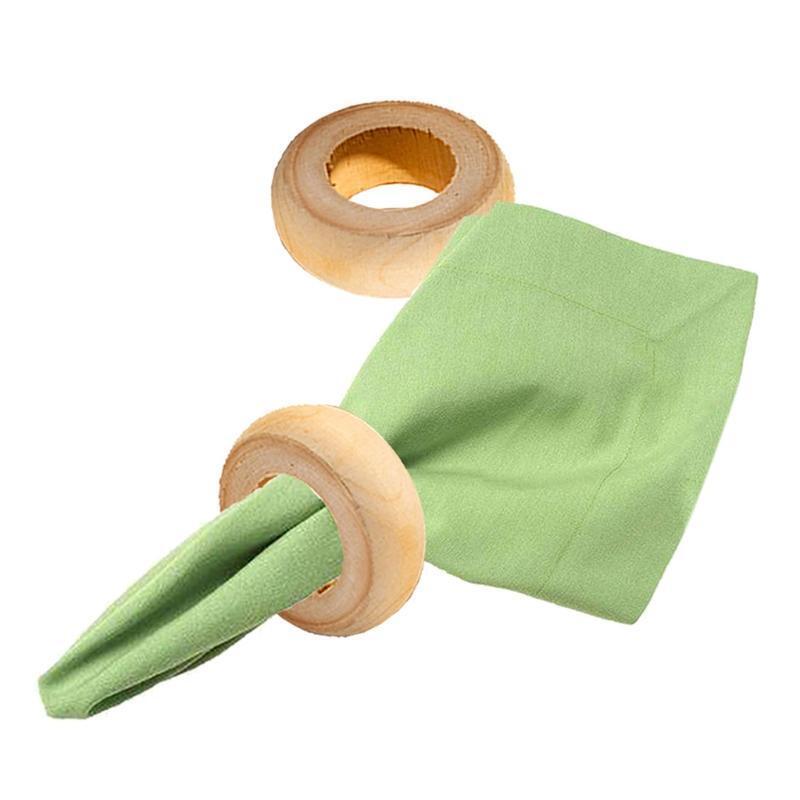 10 Pcs Natural Wooden Serviette Holders Napkin Rings Set Round Serviette Rings