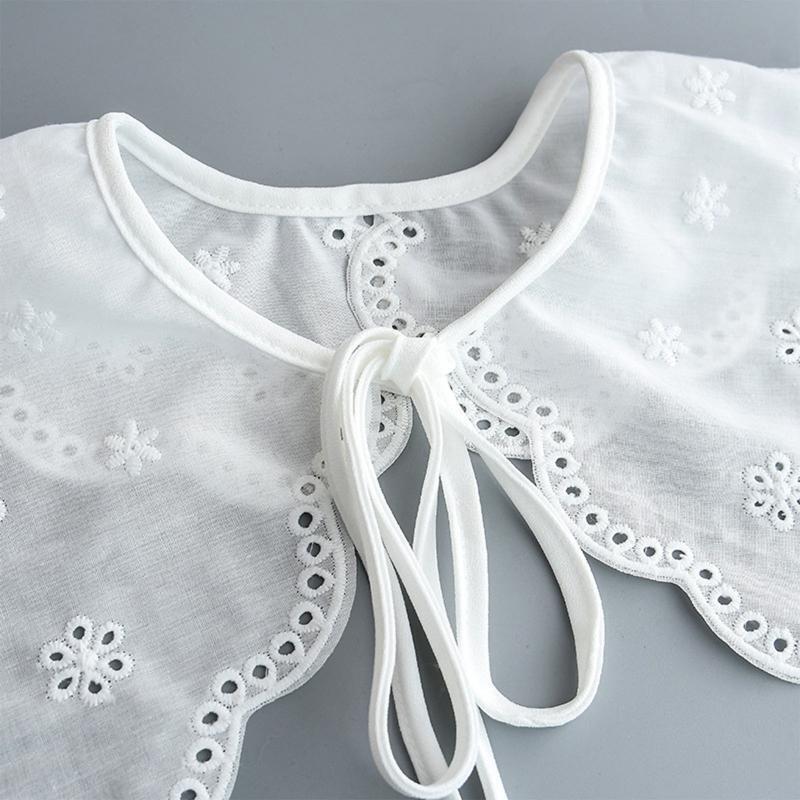 Women Faux Collar Shawl Aesthetic Sweet Embroidery Little Dots Floral Scarf Cape
