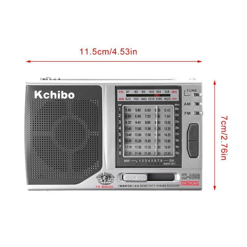 KK-9803 FM/MW/SW1-8 Full 10 Band Hi-Sensitivity Radio Receiver With Folding