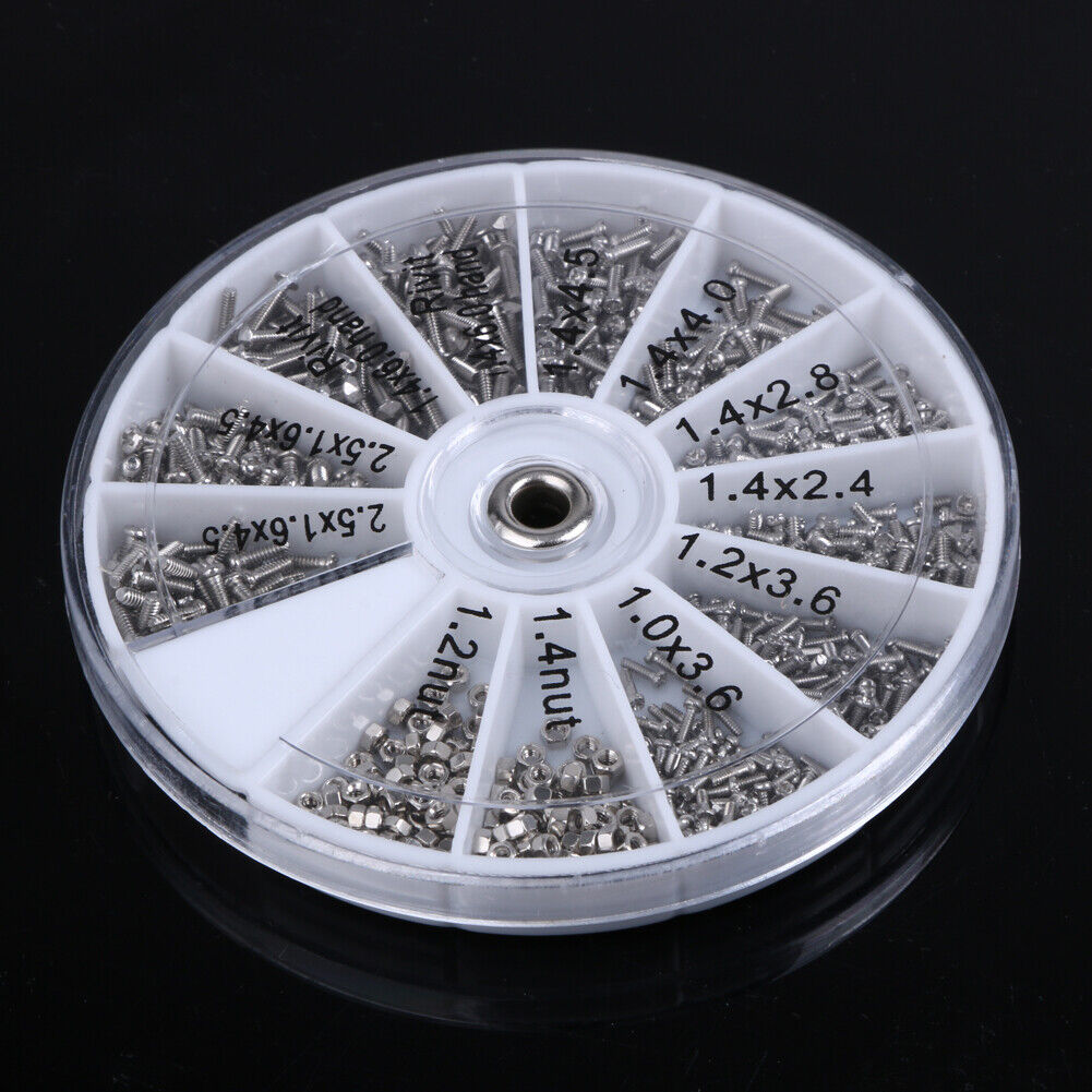 12 Kinds 600Pcs/set of Stainless Steel Screws Nuts Assortment Kit M1 M1.2 M