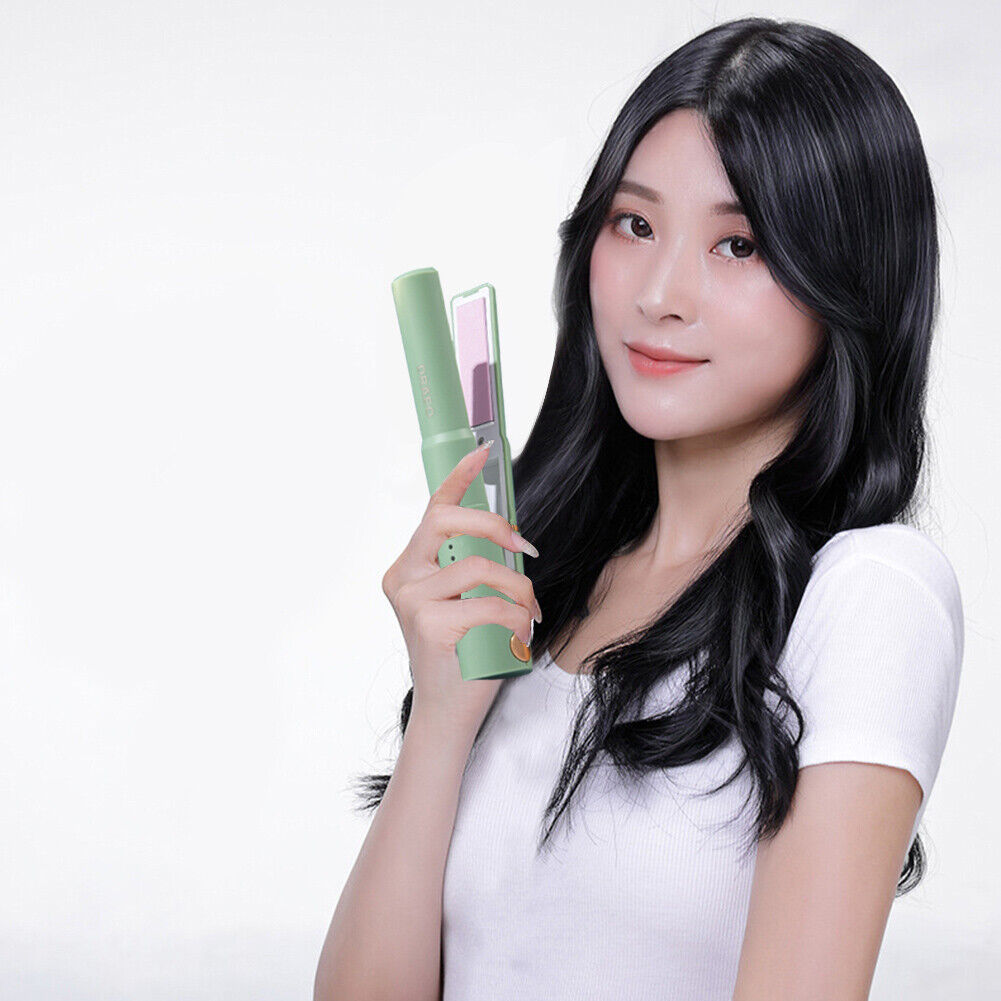 Portable USB Recharge Cordless Curling Iron Hair Mini Splint (Matcha Green)