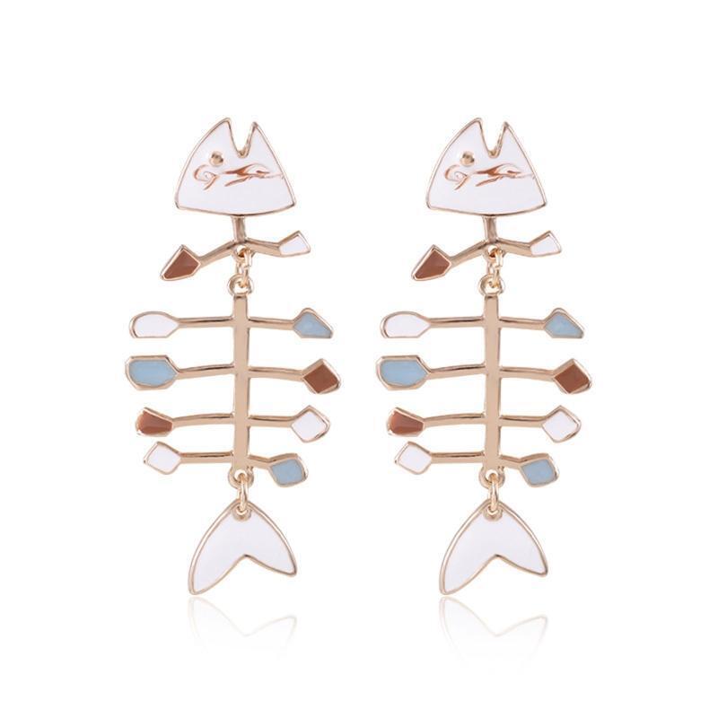 Cute Fashion Dangle Earrings Exaggerated Fishbone Earrings Ear Jewelry for Women