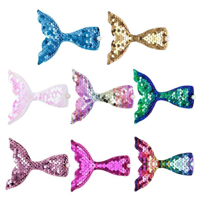 8 Color Fish Tails Hair Clips Reversible Sequins Beauty Fish Hairpins Baby Girls